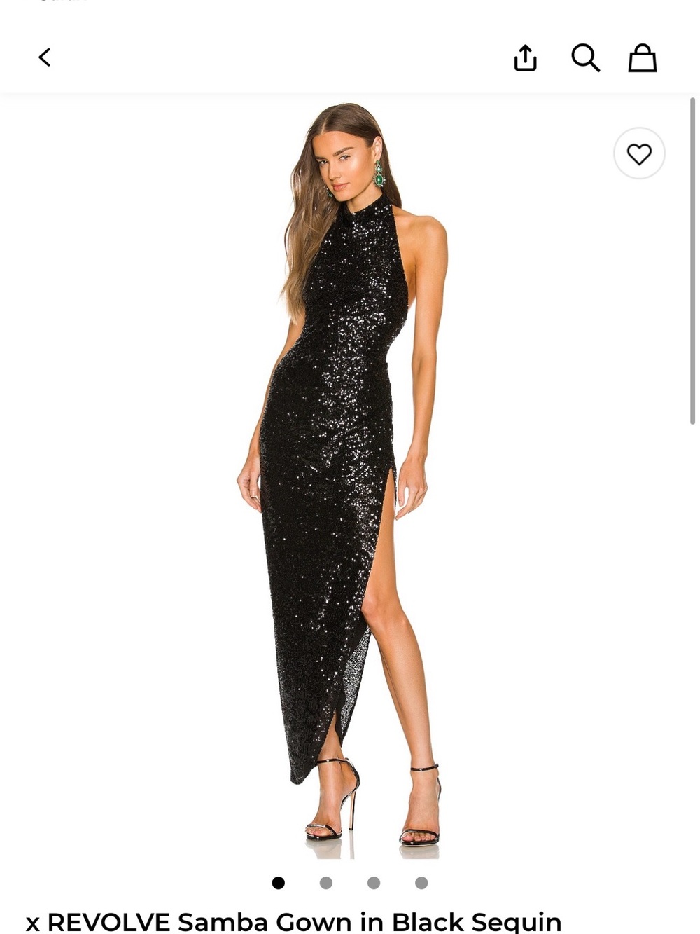 Amanda Uprichard Black Asymmetrical Sequin Halter Gown